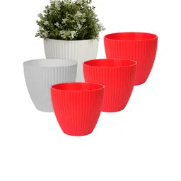 Kuber Industries White & Red 5 Pcs Flower Planters-picture-28
