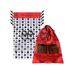 Kuber Industries White & Red 6 Pieces Printed Shoe Cover With Drawstring-picture-23