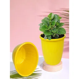 Kuber Industries White & Yellow 6 Pcs Textured Planters Pots-picture-20
