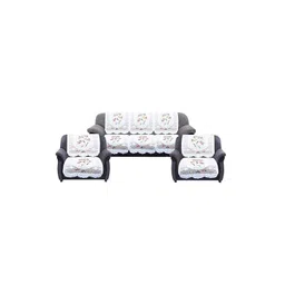 Kuber Industries White & Yellow 7 Pieces Cotton 5 Seater Sofa Covers-picture-34