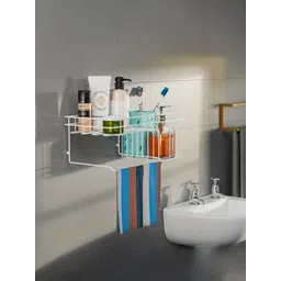 Kuber Industries White Metal Shower Caddy Corner Shelves with Adhesive Organizer-picture-25