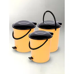 Kuber Industries Yellow & Black 3Pieces Dhakkan Pedal Dustbins With Lid 10 L Each-picture-33