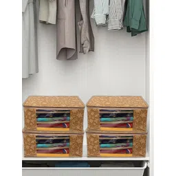 Kuber Industries Yellow & Brown 10 Pieces Non Woven Saree Organizers-picture-36