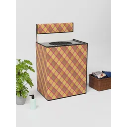 Kuber Industries Yellow & Maroon Checked Fully Automatic Washing Machine Cover-picture-13