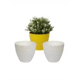 Kuber Industries Yellow & White 3Pcs Hanging Artificial Plant With Pots-picture-30
