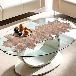 Kuber Industries Leaf Design Waterproof, Heat Resistant, Non-Slip, Easy to Clean Soft Leather Table Runner for Dining Table (Copper)-HS43KUBMART26604, Standard-image-45