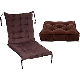 Kuber Industries Microfiber 18 * 48 Inch Back and Seat Chair Cushion with Ties & 18 * 18 Inch Square Cushion for Rocking Chair- Set of 2 (Brown) (Model Number: HS_37_KUBMART020794)-image-34