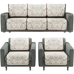 Kuber Industries Net Cotton Sofa Covers 5 Seater | Sofa Protector Cover for Living Room | Sofa Cloth Cover for Home Decor & Office | Soft Sofa Slipcovers | Paradise 1176 - Brown-picture-29