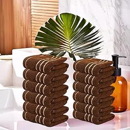 Kuber Industries (Pack of 12) Cotton Face Towel | 14x21 Inch | Workout Gym Napkins | Hand Towel For Men & Woman | Quick-Drying Napkins For Travel Use | Plain Crape-Dark Brown-picture-11
