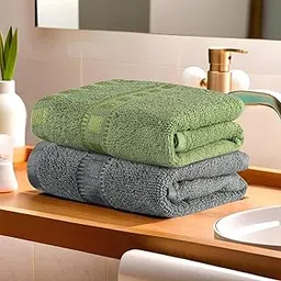 Kuber Industries Pack of 2 Cotton Hand/Face Towels for Men & Women | Easily Washable | Workout Gym Napkins for Men | Pocket Towel - Grey & Green-picture-11