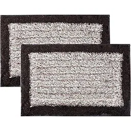 Kuber Industries Pack of 2 Doormat | Foot Mats for Home Entrance | Anti-Skid Floor Mat | Door Mats for Office | Cotton Border Design | Brown-picture-23