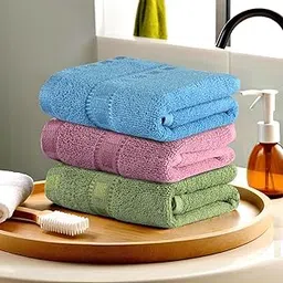 Kuber Industries Pack of 3 Cotton Hand/Face Towels for Men & Women | Easily Washable | Workout Gym Napkins for Men | Pocket Towel - Green-Pink & Sky Blue-picture-10