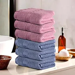 Kuber Industries Pack of 6 Cotton Hand/Face Towels for Men & Women | Easily Washable | Workout Gym Napkins for Men | Pocket Towel - Dark Blue & Pink-picture-10
