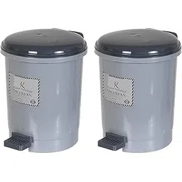 Kuber Industries Plastic Small Dustbin with Lid (Pack of 2) | 2.5 LTR | Step-On Dustbin for Home, Kitchen, Bathroom, Office, Table Top & Car| Grey-picture-29