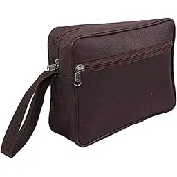 Toiletry Bag, Shaving Kit, Cosmetic Bag for Travel Accessories with 2 Zipper Compartments & Carrying Strip (Brown)| Convenient and Stylish Travel Organizer-image-30