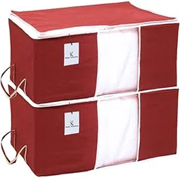 Kuber Industries Underbed Storage Bag, Storage Organiser, Blanket Cover Set of 2 - Maroon, Extra Large Size-CTLTC15236-image-3