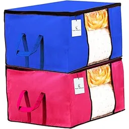 Kuber Industries Underbed Storage Bag, Storage Organiser, Blanket Cover Set of 2 - Royal Blue,Pink Extra Large Size-CTKTC23888-image-9