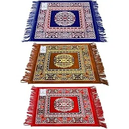Kuber Industries Velvet Prayer Mat Square Shape & Soft Velvet Material Meditation Mat Multipurpose Velvet Rug Mat Size 60 X 60 Cm Pack of 3 (Royal Blue & Gold & Red), Square, 60.96 centimeters-picture-33