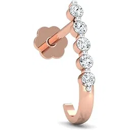 14K/18K Rose Gold Diamond Aalamb J-Shaped Nose Pin for Women (Piercing Required)-image-4