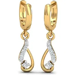 14KT Yellow Gold Diamond El Curato Hoop Earrings for Women-image-43