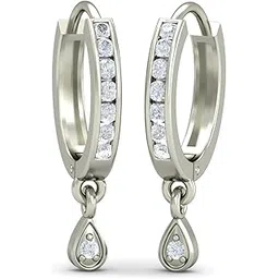 14KT Yellow Gold Diamond Evergreen Hoop Earrings for Women-image-38