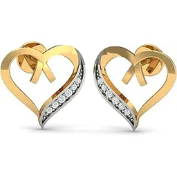 14KT Yellow Gold Diamond Love Bouquet Stud Earrings for Women-image-44