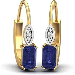 14KT Yellow Gold Diamond Meridian Tanzanite Hoop Earrings for Women-image-34
