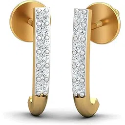 14KT Yellow Gold Diamond Sassy J Half Hoop Earrings for Women-image-28