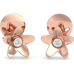 14KT/18KT Rose Gold Diamond Aatirah Dainty Stud Earrings for Women-image-23
