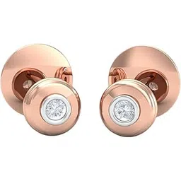 18KT Rose Gold Diamond Anila Button Stud Earrings for Women-image-35