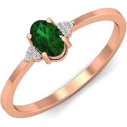 18KT Rose Gold Emerald Ring for Women-image-30