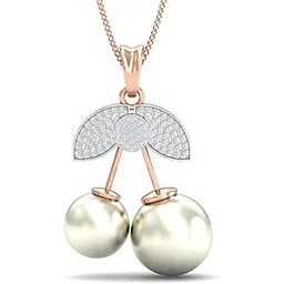 18KT Rose Gold Pearl Cherry Pendant for Women-image-39
