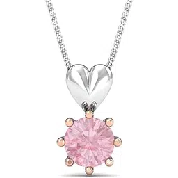 18KT White Gold Rose Heart Pendant for Women-image-48