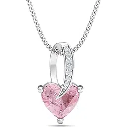 18KT White Gold Rose Quartz Pendant for Women-image-47