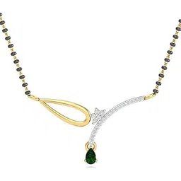 kuberbox 14K (585) Yellow Gold and Diamond Gia Emerald Mangalsutra Pendant-picture-21