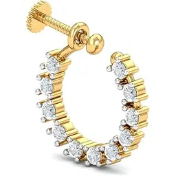 kuberbox 14K Yellow Gold Diamond Stark Screw Nose Ring for Women (Piercing Required)-picture-30