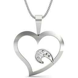 kuberbox 14KT White Gold Precious Heart Pendant for Women-picture-25