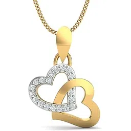 kuberbox 14KT Yellow Gold Diamond Heart Pendant for Women-picture-29