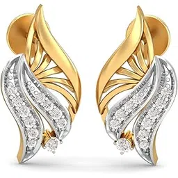 kuberbox 14KT Yellow Gold Diamond The Lady Love Stud Earrings for Women-picture-12