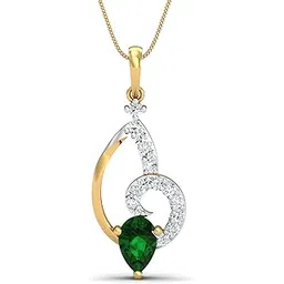kuberbox 14KT Yellow Gold Imperial Emerald Pendant for Women-picture-22
