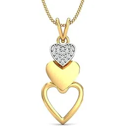 kuberbox 14KT Yellow Gold Layered Heart Pendant for Women-picture-14