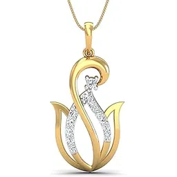 kuberbox 14KT Yellow Gold Lotus Glory Pendant for Women-picture-28