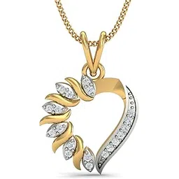 kuberbox 14KT Yellow Gold Loving Heart Pendant for Women-picture-18