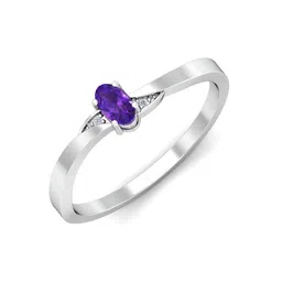 KUBERBOX 18KT Elptica Amethyst White Gold Diamond-Studded Ring -1.89g-picture-15