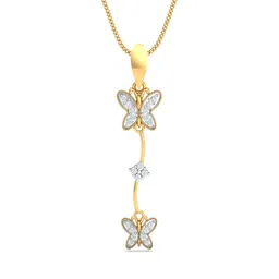 KUBERBOX 18KT Gold Diamond-Studded Double Butterfly Pendant- 1.08 gm-picture-41