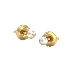 KUBERBOX 18KT Gold Round Pearl Stud Earrings- 0.85 gm-picture-44