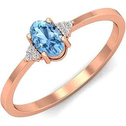 kuberbox 18KT Rose Gold Aquamarine Ring for Women-picture-19