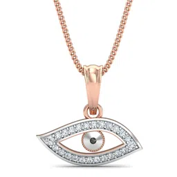 KUBERBOX 18KT Rose Gold Evil Eye Diamond-Studded Pendant -0.64 gm-picture-10