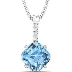 kuberbox 18KT White Gold Dazzling Aquamarine Pendant for Women-picture-39