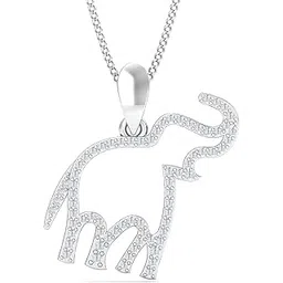 kuberbox 18KT White Gold Elephant Trumpet Pendant for Women-picture-25